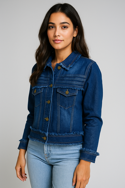 Velxora Women’s Classic Blue Denim Jacket – Trendy & Casual Wear