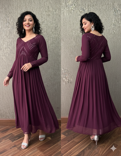 Velxora Women’s Party Wear Maxi – Stylish Full Sleeve Gown