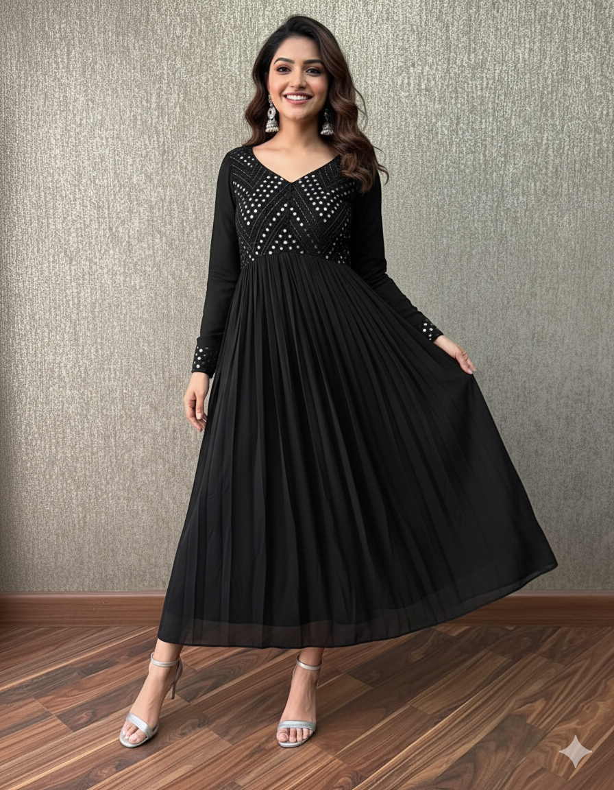 Velxora Women’s Party Wear Maxi – Stylish Full Sleeve Gown