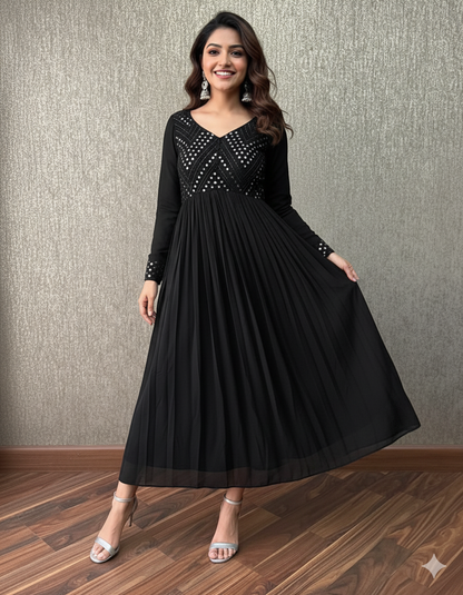 Velxora Women’s Party Wear Maxi – Stylish Full Sleeve Gown