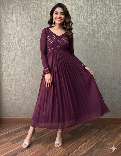 Velxora Women’s Party Wear Maxi – Stylish Full Sleeve Gown